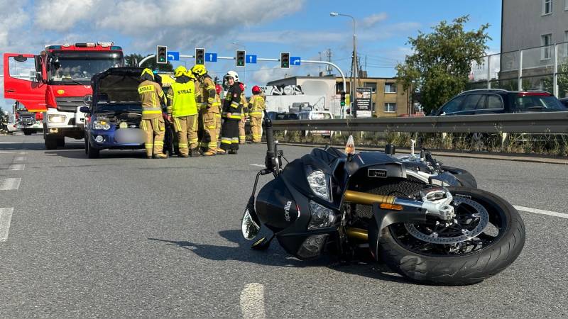 Wypadek na DK92 z udziałem motocykla 